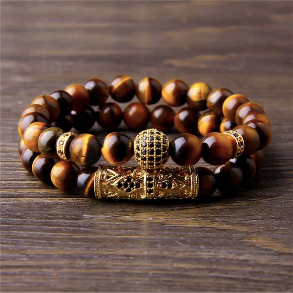 TCC™ Natural Tiger Eye Stone Charm Bracelet